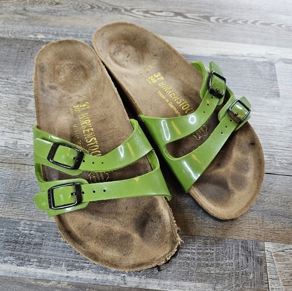 Birkenstock Shoes - Birkenstock Ibiza two stap sandal Green Patent Size 6 - 6.5